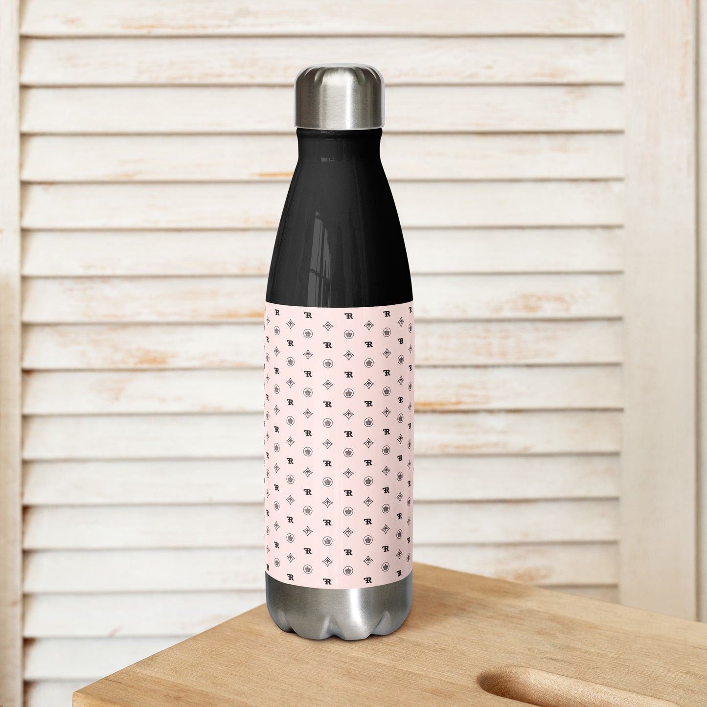 RF Stainless steel water bottle „CROWNS & BIRDS“ Misty Rose