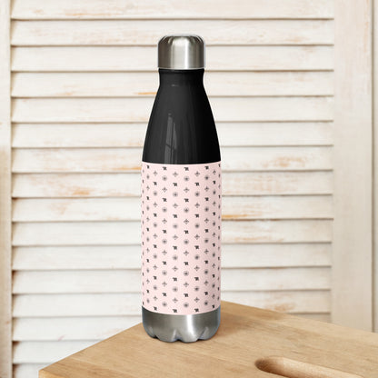 RF Stainless steel water bottle „CROWNS & BIRDS“ Misty Rose