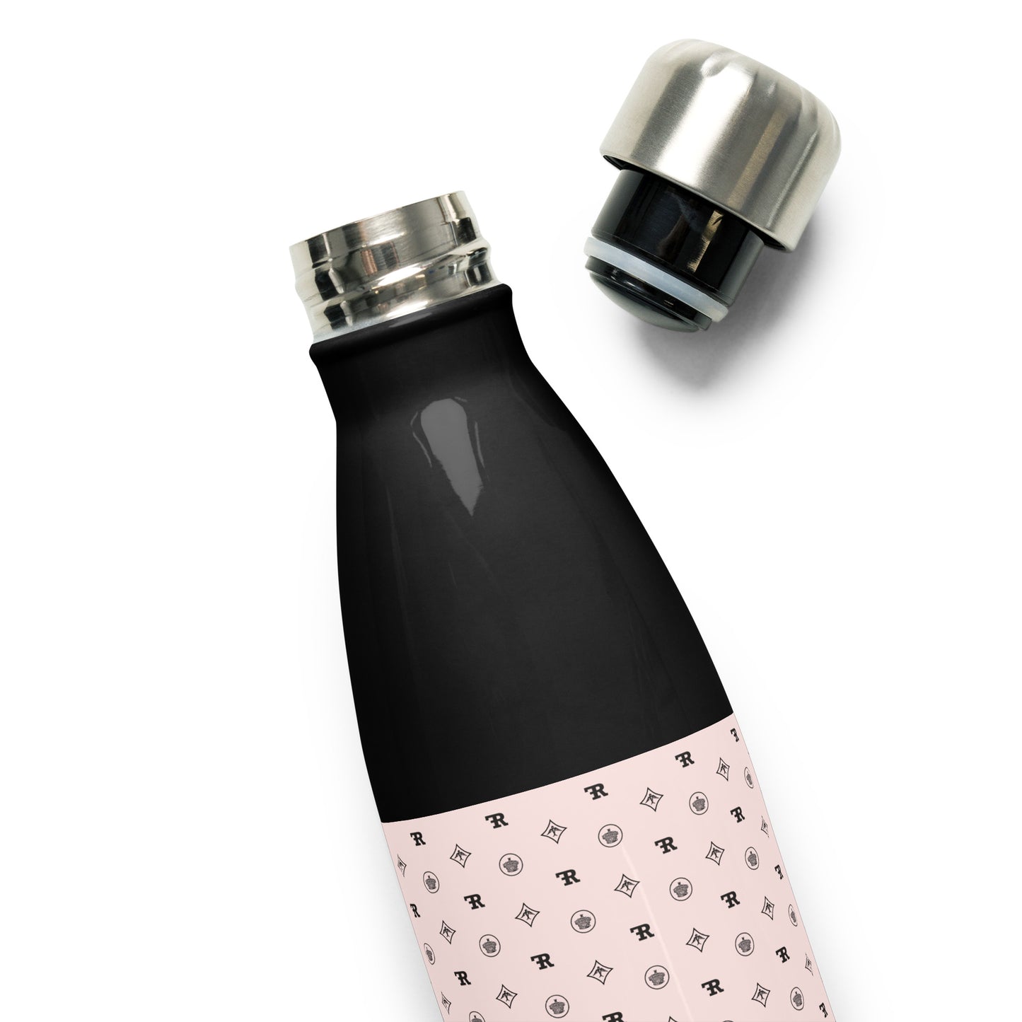 RF Stainless steel water bottle „CROWNS & BIRDS“ Misty Rose
