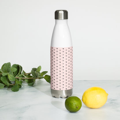 RF Stainless steel water bottle „CROWNS & BIRDS“ Misty Rose