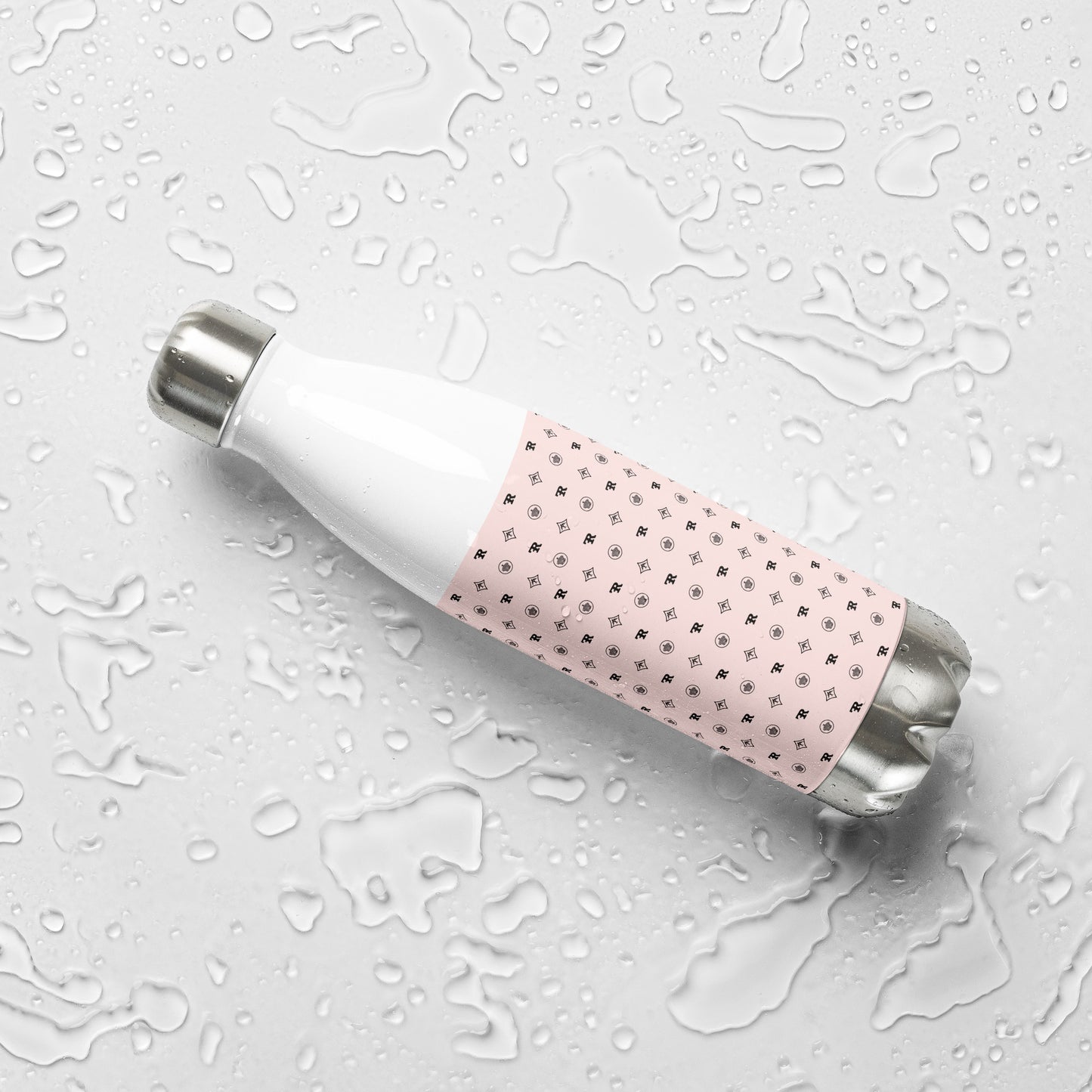 RF Stainless steel water bottle „CROWNS & BIRDS“ Misty Rose
