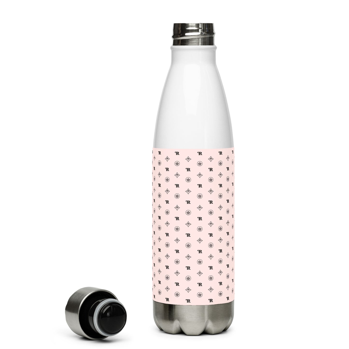 RF Stainless steel water bottle „CROWNS & BIRDS“ Misty Rose