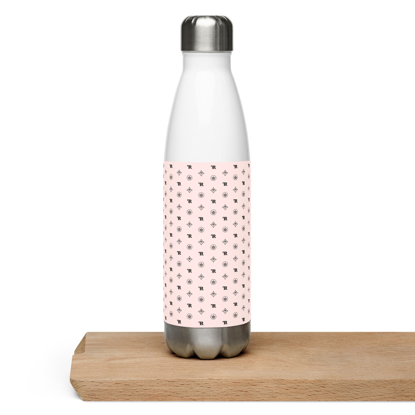 RF Stainless steel water bottle „CROWNS & BIRDS“ Misty Rose