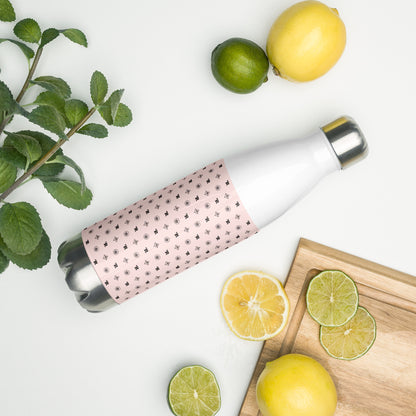 RF Stainless steel water bottle „CROWNS & BIRDS“ Misty Rose