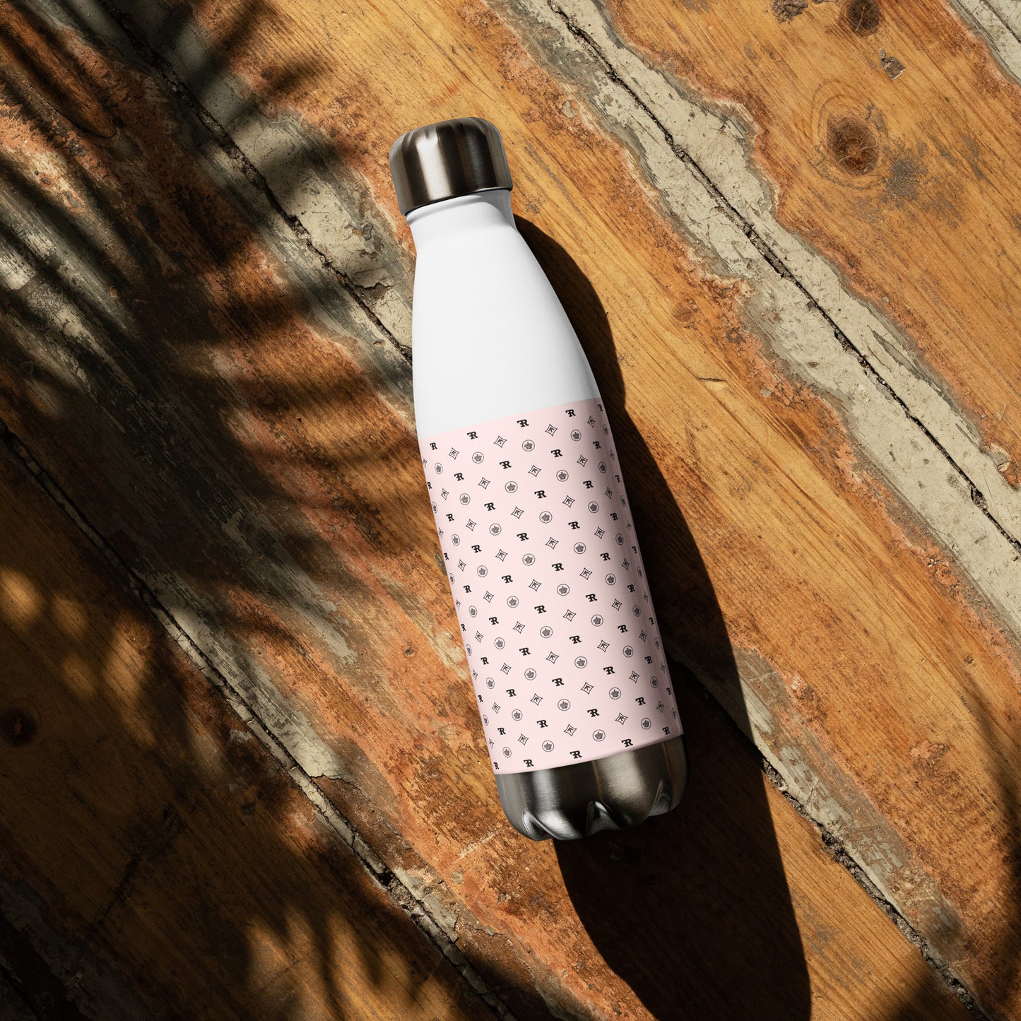 RF Stainless steel water bottle „CROWNS & BIRDS“ Misty Rose