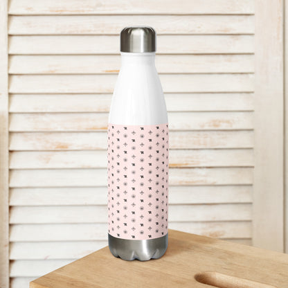 RF Stainless steel water bottle „CROWNS & BIRDS“ Misty Rose