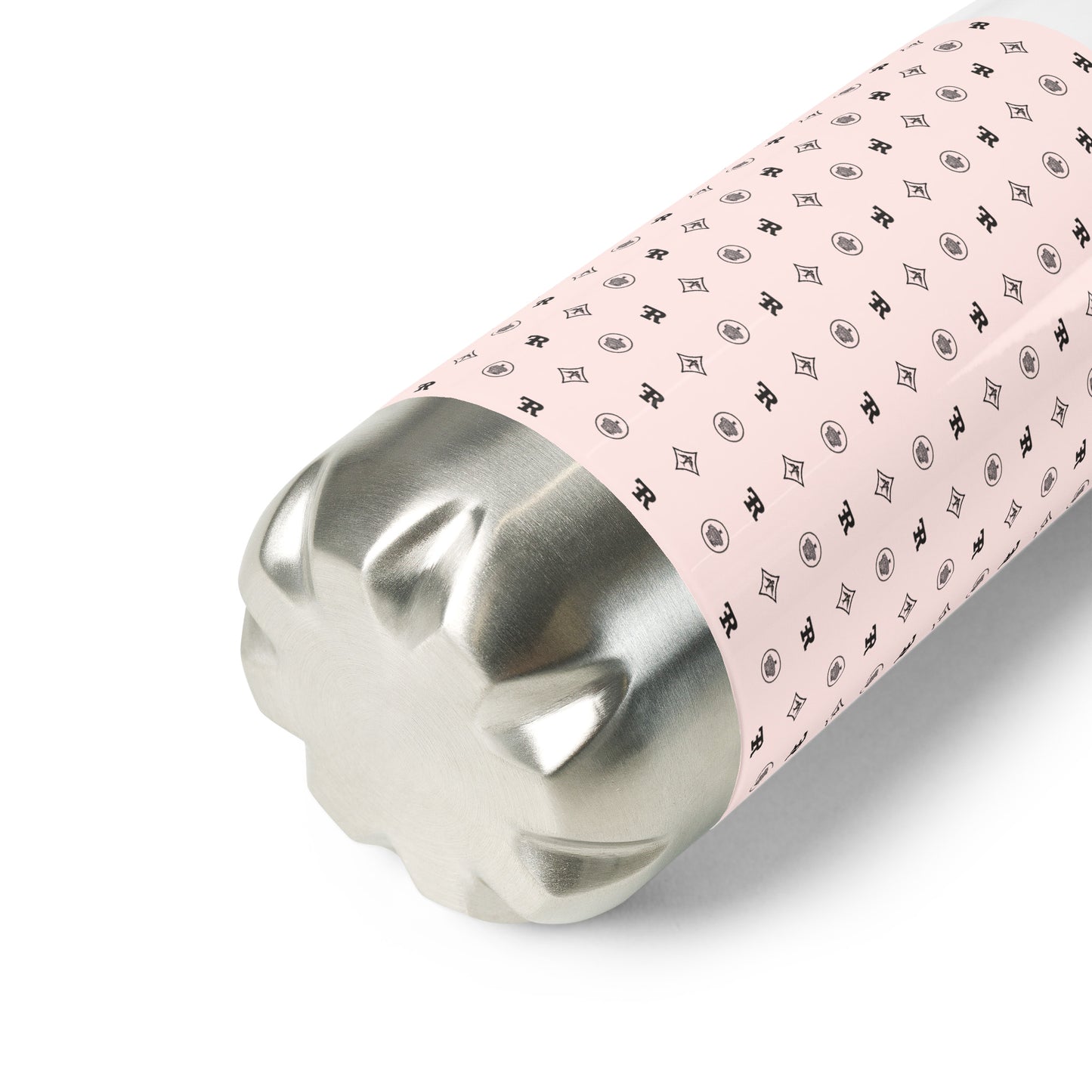 RF Stainless steel water bottle „CROWNS & BIRDS“ Misty Rose