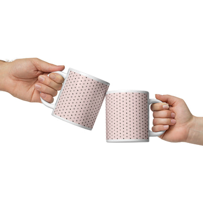 RF White glossy mug „CROWNS & BIRDS“ Misty Rose